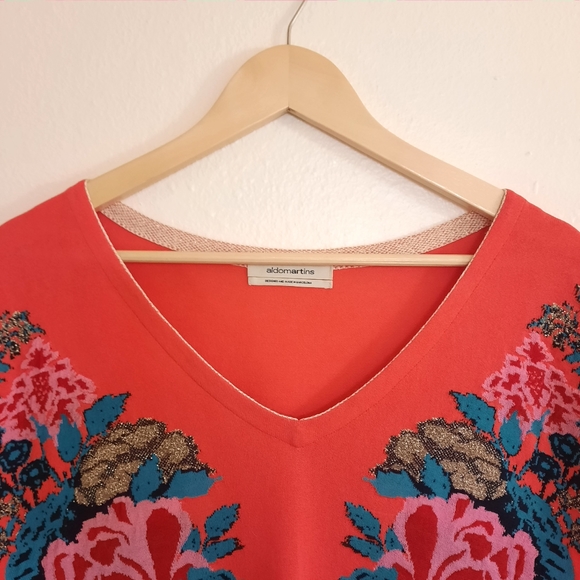 Anthro Aldomartins Floral V-Neck Pullover Top - Picture 4 of 6